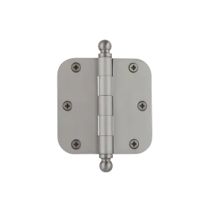 3.5" Ball Tip Residential Hinge with 5/8" Radius Corners in Satin Nickel