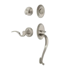 Classic Handleset with S-Grip and Classic Rosette with Manor Lever in Satin Nickel