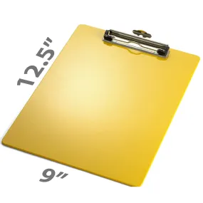 Clipboard, Yellow Plastic, 9" x 12"