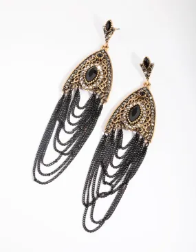 Gunmetal Chain Drop Earrings