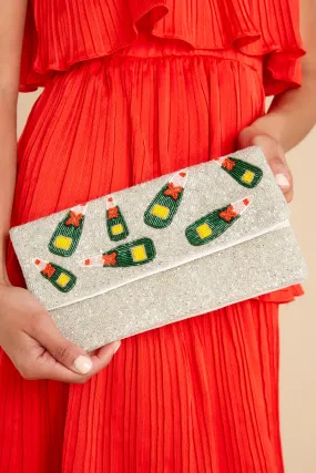 It's A Celebration Silver Beaded Clutch