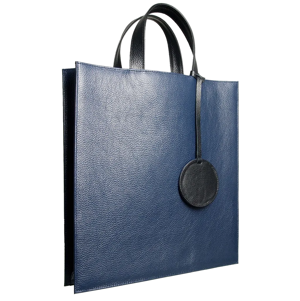 Leather Tote Bag Navy