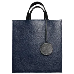 Leather Tote Bag Navy