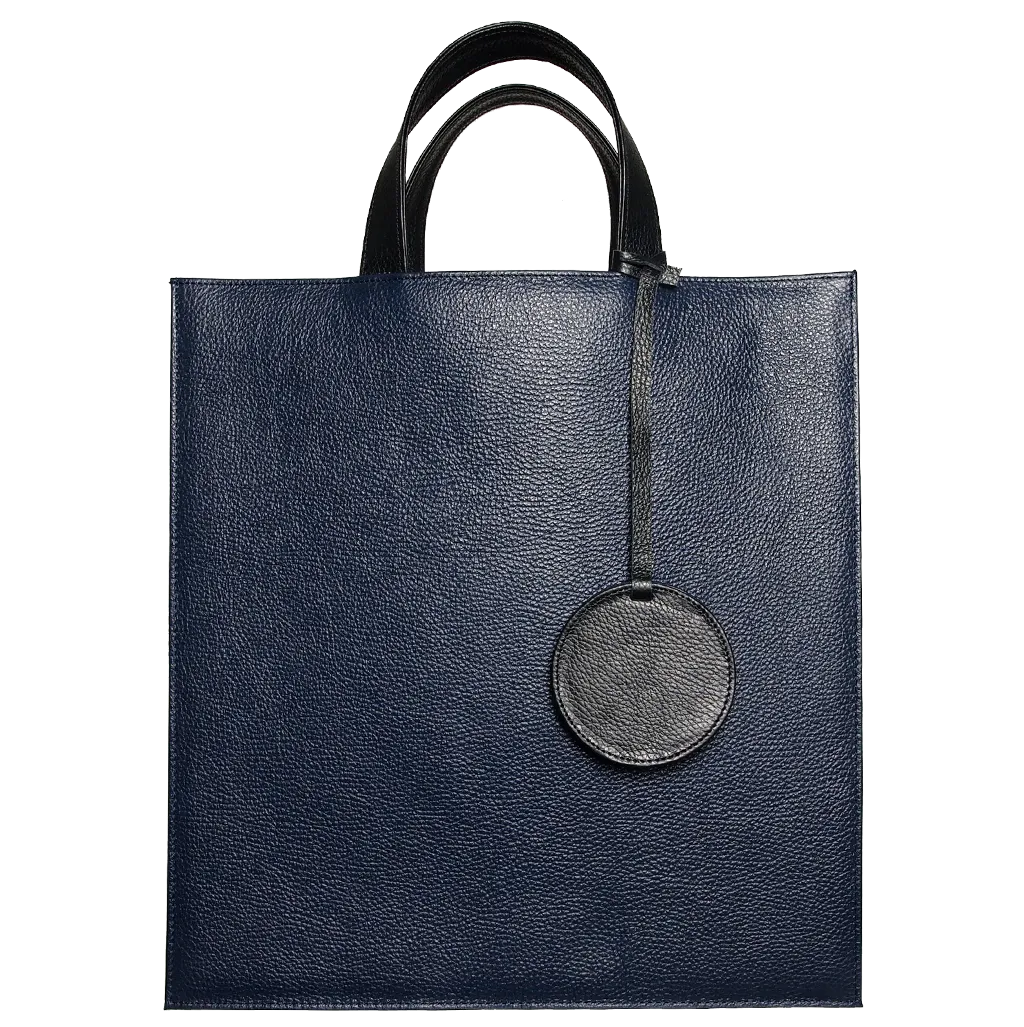 Leather Tote Bag Navy