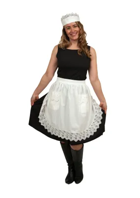 "Maid Costume" White Lace Headband and Adult Lace Apron Costume Set