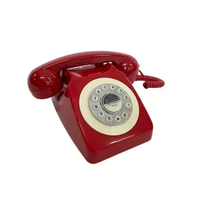 Rotary Style Dial Vintage Styling Prop Phone - Chilli Red