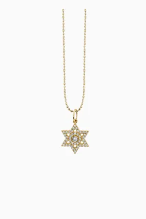 Sydney Evan Star of David Necklace with Bezel Centre - Gold